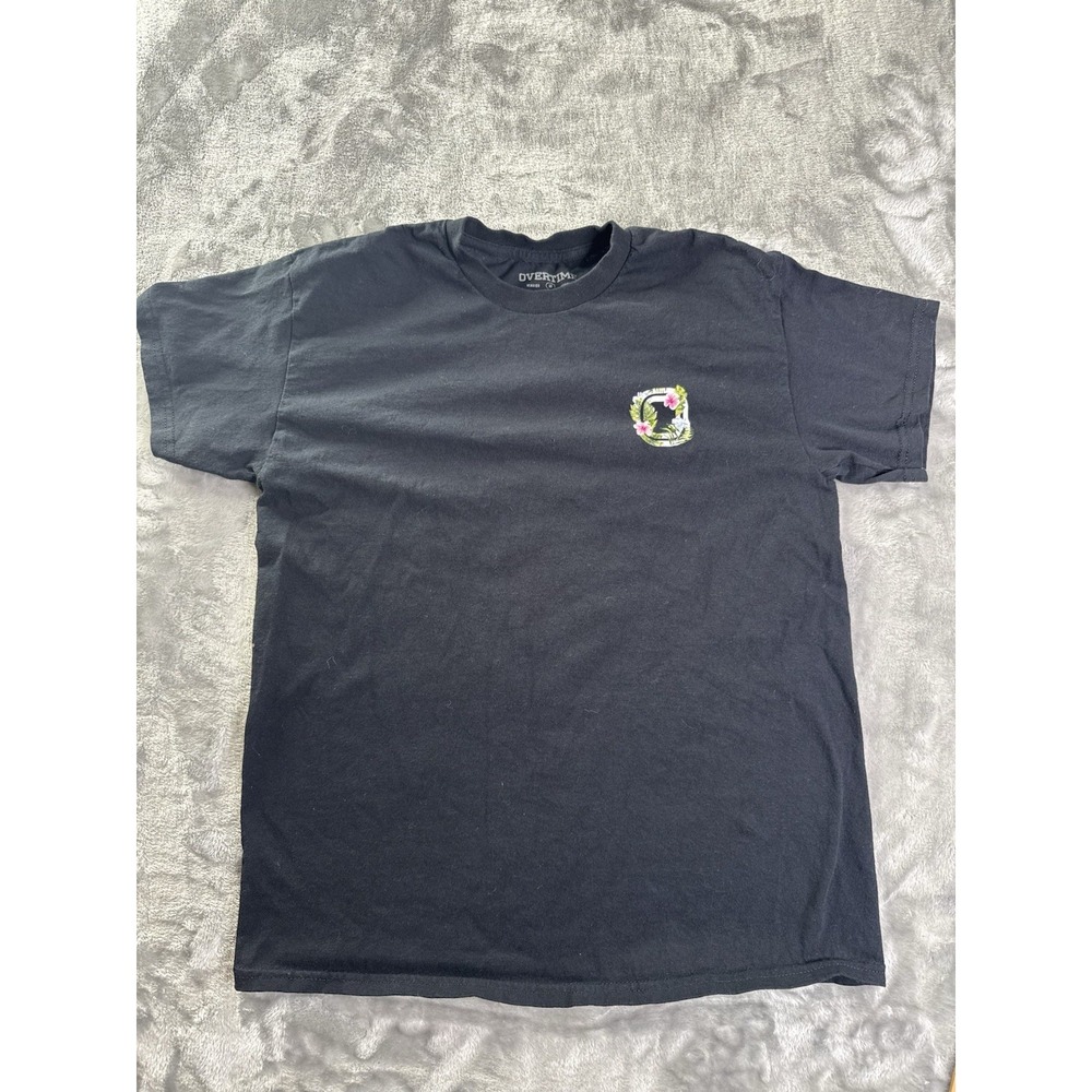 Overtime Hooping Is Paradise Basketball Floral Graphic T Shirt Medium Black